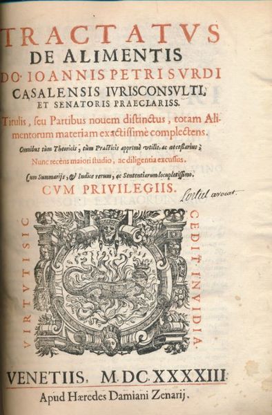 Tractatus de alimentis do. Ioannis Petri Surdi Casalensis iurisconsulti et …