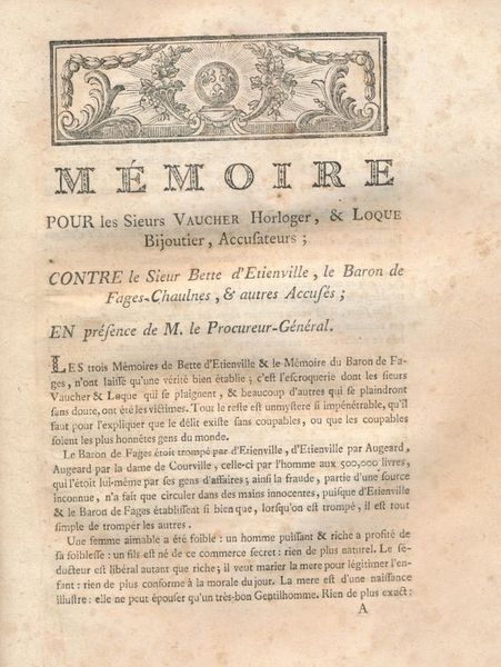 Mémoire pour Louis René Edouard de Rohan