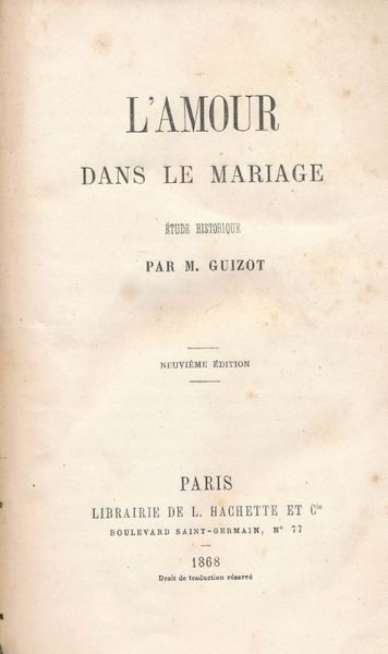 L'amour dans le mariage. Etude historique