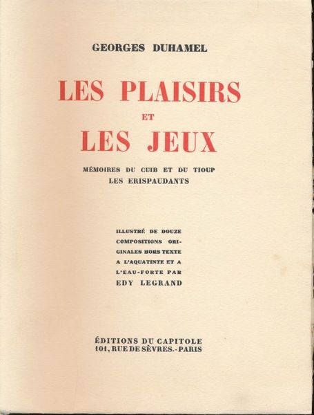 Les plaisirs et les jeux. Mémoires du Cuib et du …