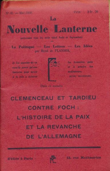 La nouvelle lanterne. La politique, les Lettres, les Idées. N°35 …