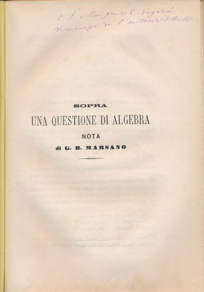 Sopra una questione di algebra