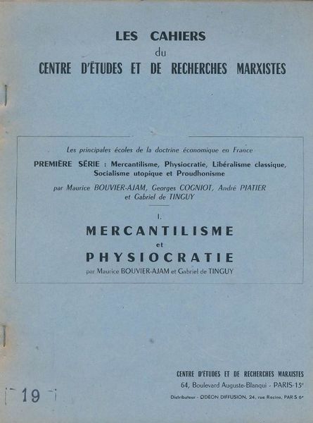 Les principales écoles de la doctrine économique en France. Première …