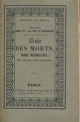 Journées des 27, 28 et 29 juillet. Liste des morts, …