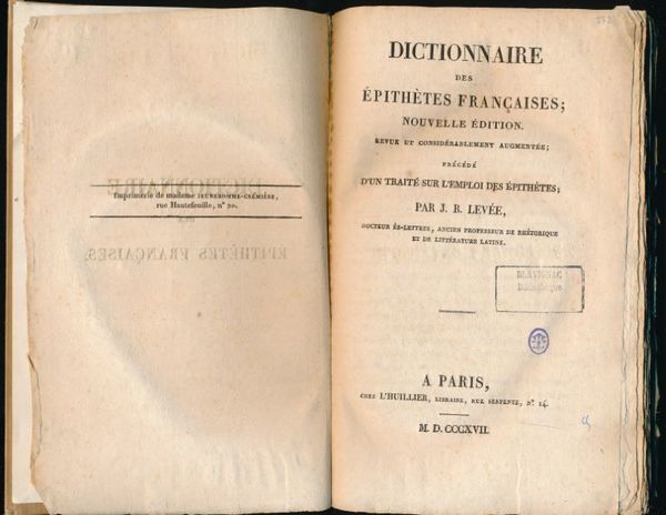 Dictionnaire des épithètes françaises ; nouvelle édition . Revue et …