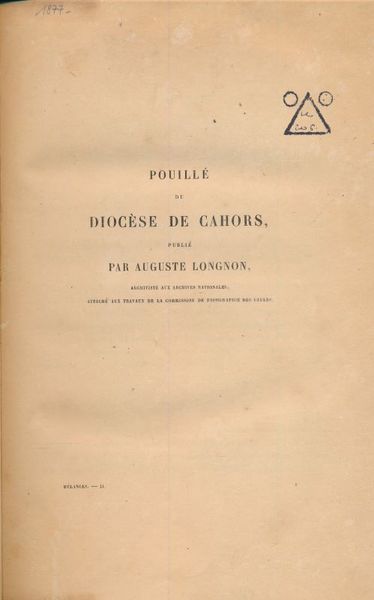 Pouillé du Diocèse de Cahors