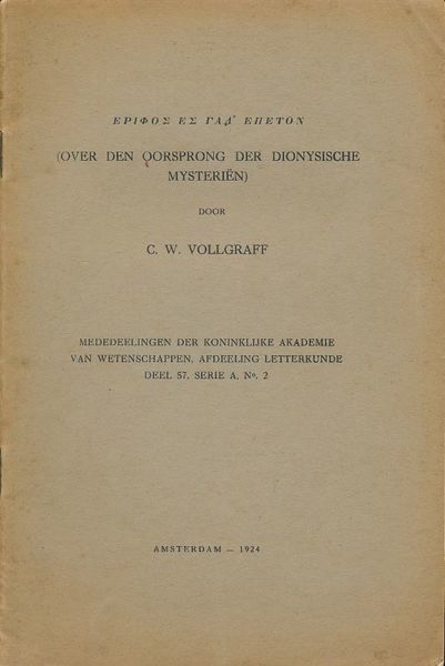Over den oorspronng der dyonisische mysterien