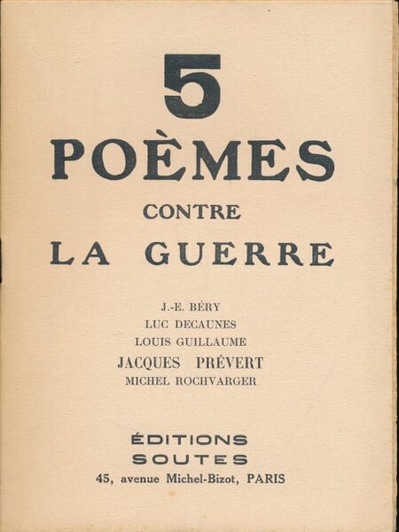 5 Poèmes contre la guerre