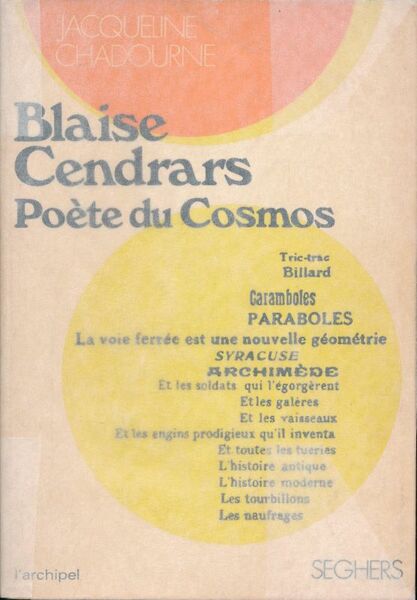 Blaise Cendrars poètes du cosmos
