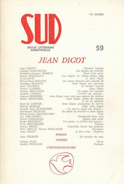 Sud. Revue littéraire bimestrielle. 59. Jean Digot