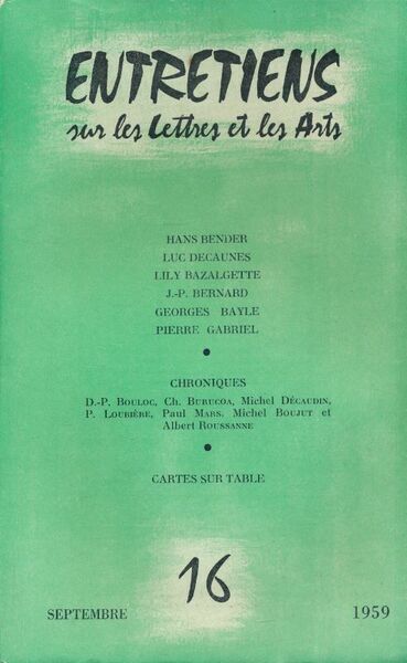 Entretiens sur les lettres et les arts. 16
