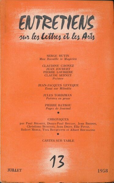 Entretiens sur les lettres et les arts. 13