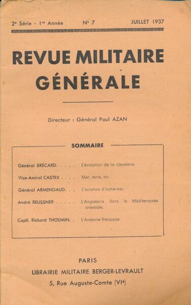 Revue militaire générale. 2e série. 1re année. N°7. Juillet 1937