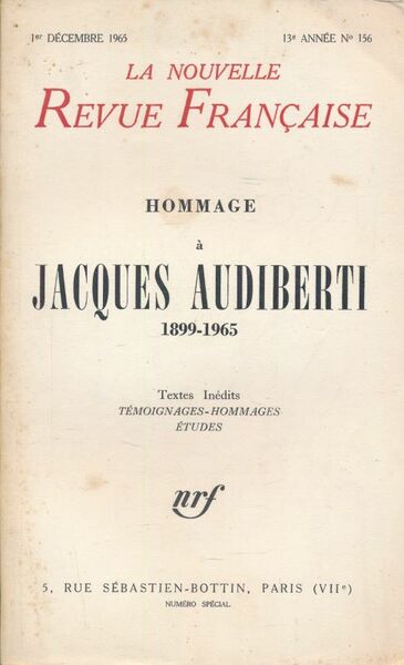 Hommage à Jacques Audiberti 1899 - 1965