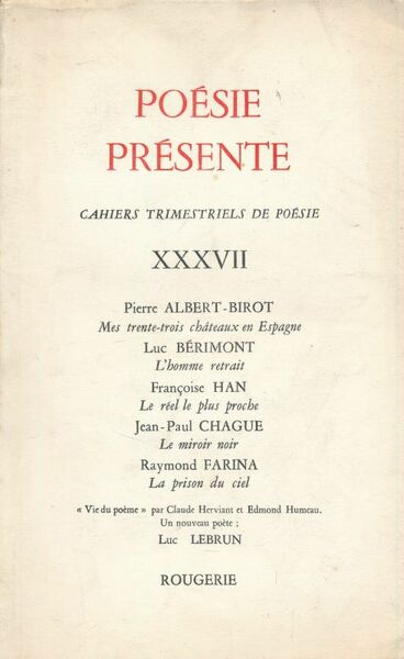 Poésie Présente. XXXVII. Décembre 1980
