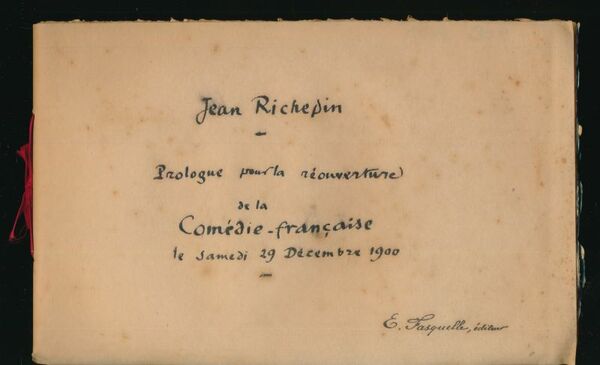 Prologue pour la réouverture de la Comédie Française le samedi …