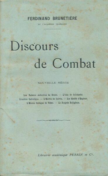 Discours de Combat. Nouvelle série