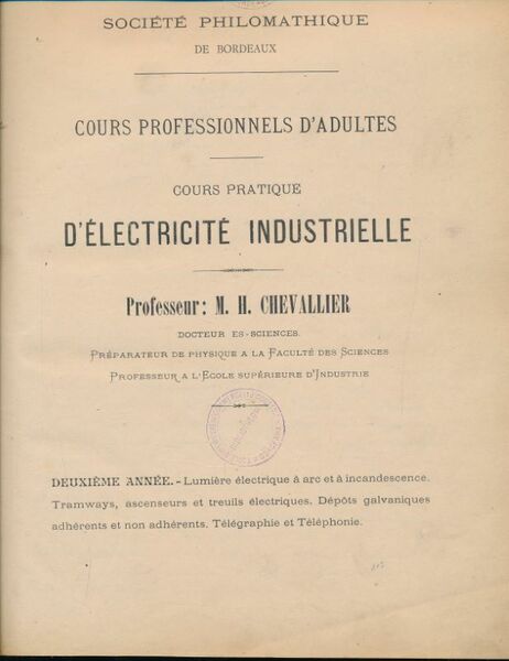 Cours pratique d'électricité industrielle