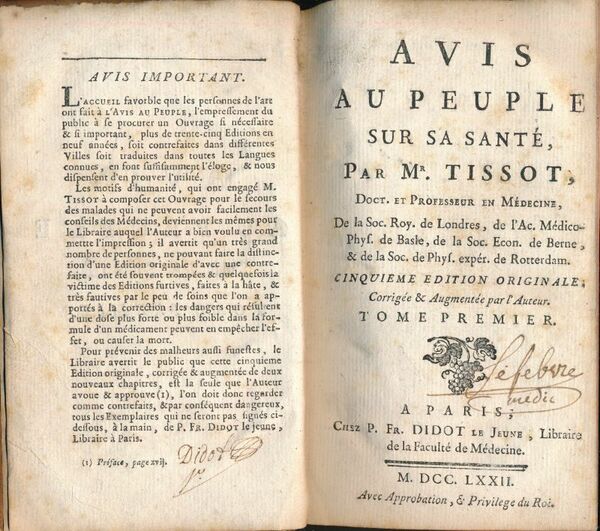 Avis au Peuple sur sa santé