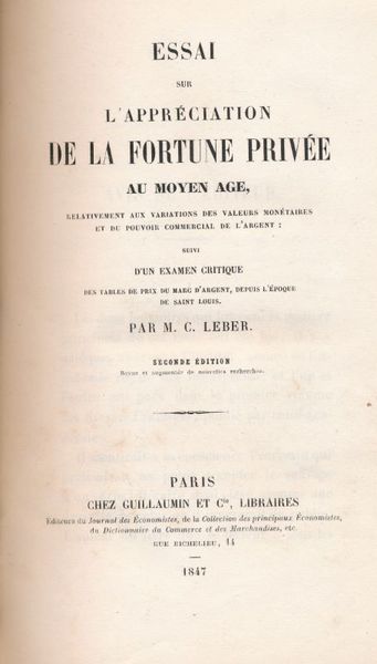 Essai sur l'appréciation de la fortune privée au moyen-âge
