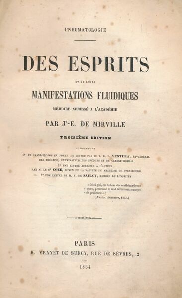 Des esprits et de leurs manifestations fluidiques