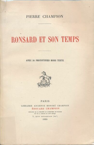 Ronsard et son temps