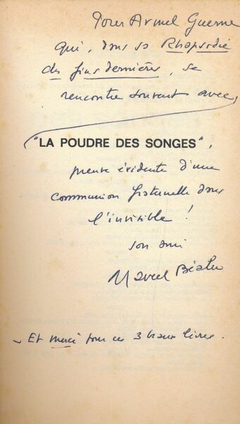 La poudre des songes précédé de Lettre à mon éditeur …