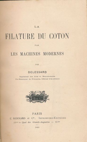 La filature du coton par les machines modernes