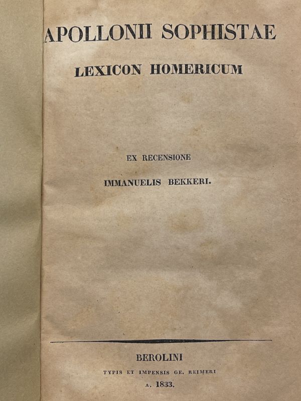 Apollonii sophistaie lexicon Homericum