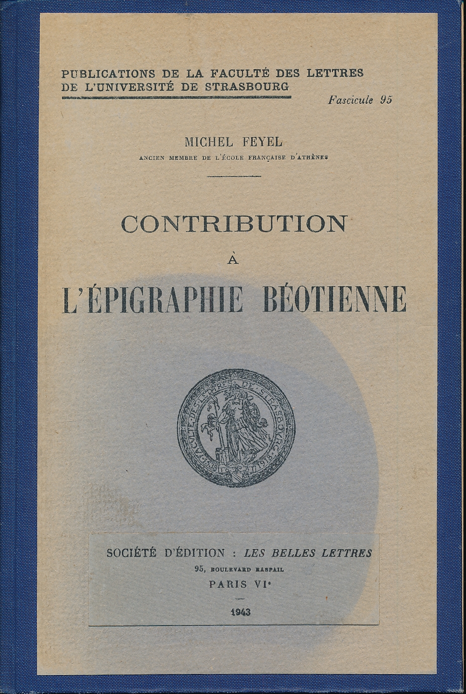 Contribution à l'épigraphie Béotienne