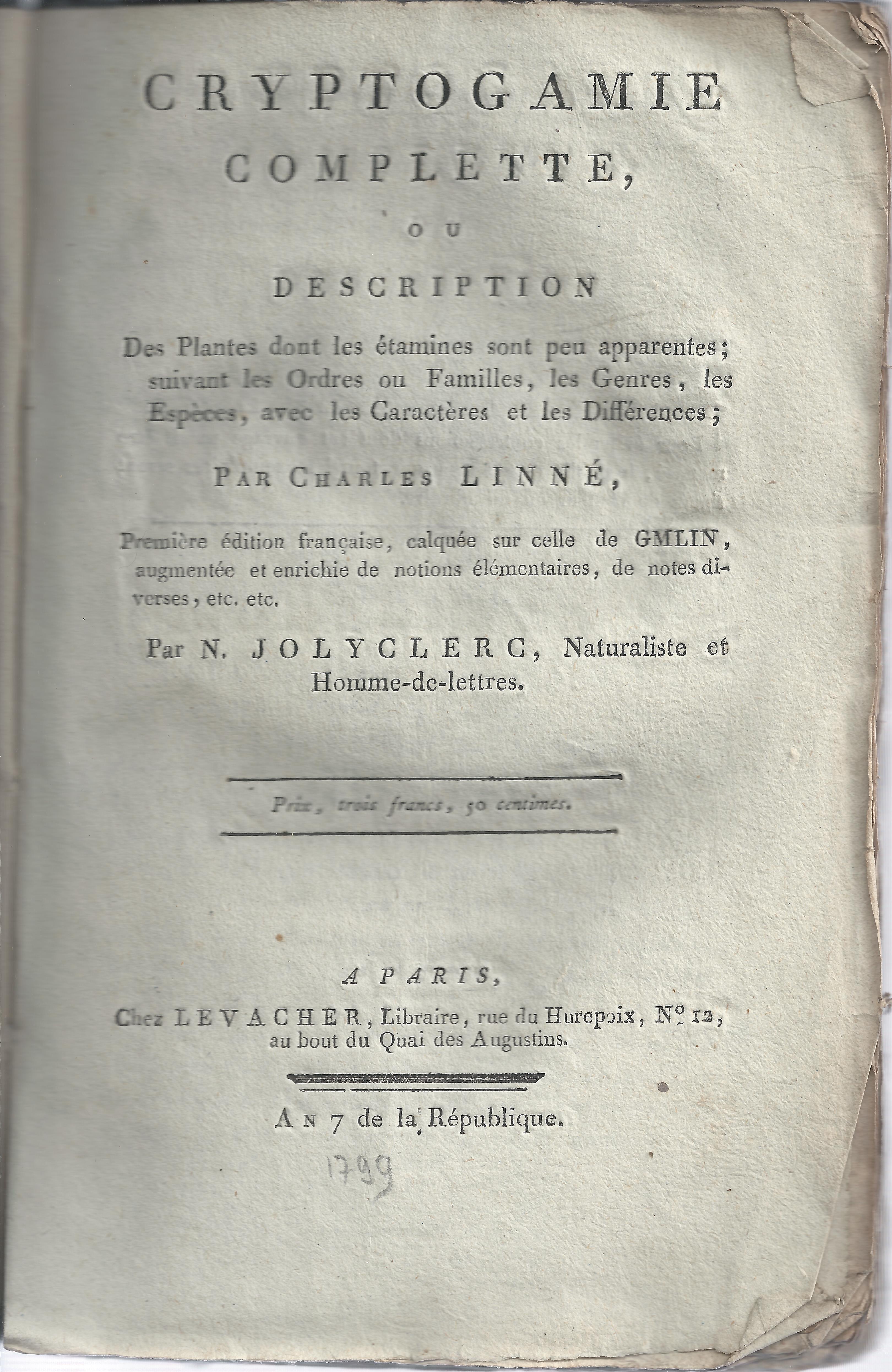 Cryptogamie complete, ou description des plantes dont les étamines sont …