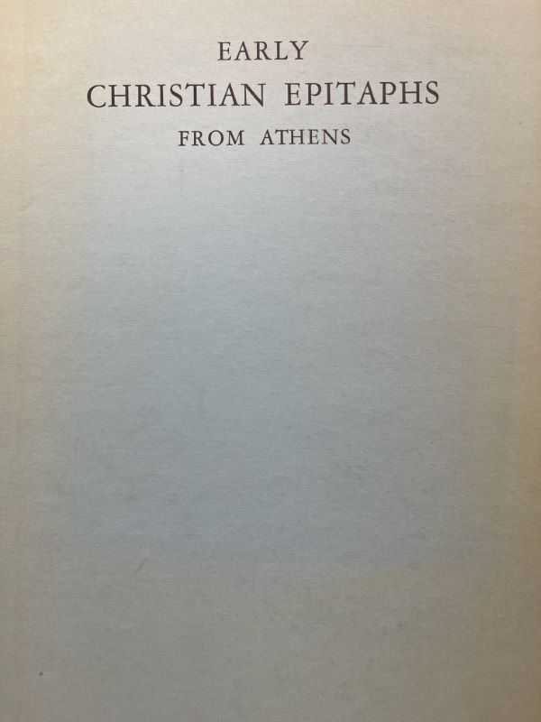 Early Christian epitaphs from Athens