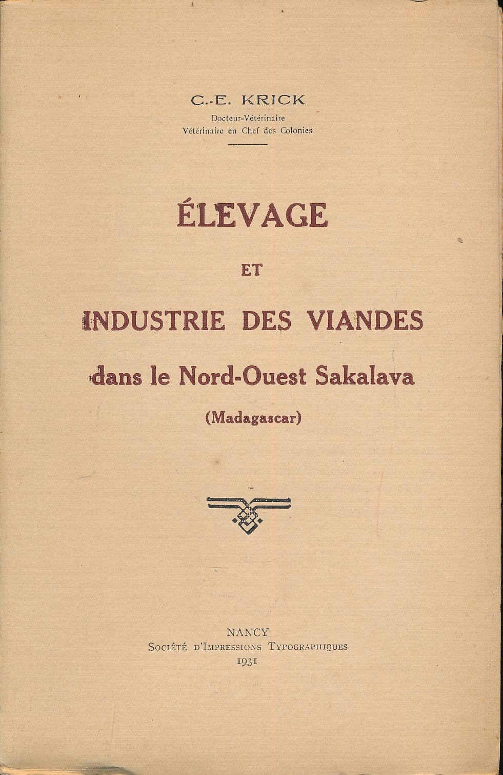 Elevage et industrie des viandes dans le nord-ouest Sakavala (Madagascar)