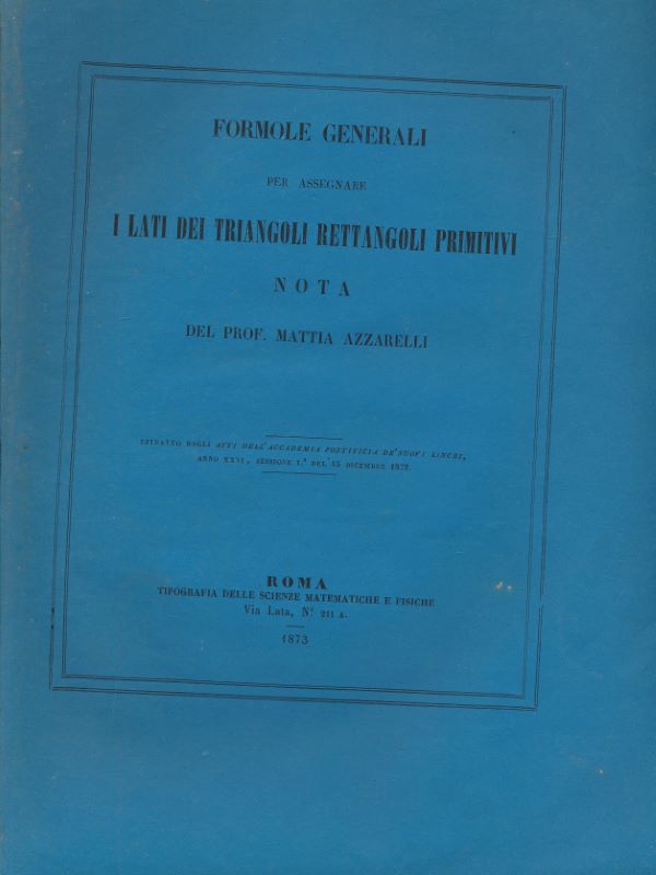 Formole generali per assegnare i lati dei triangoli rettangoli primitivi