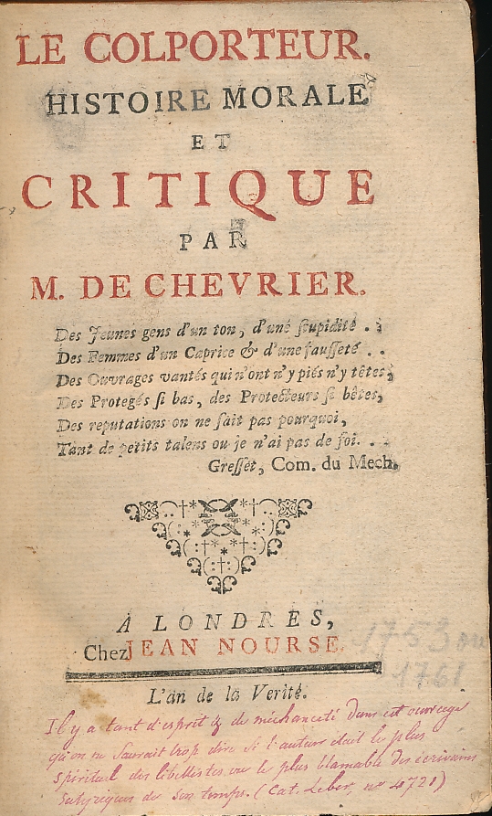 Le colporteur. Histoire morale et critique