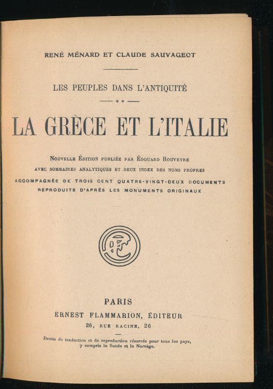 Les peuples dans l'antiquité. La Grèce et l'Italie