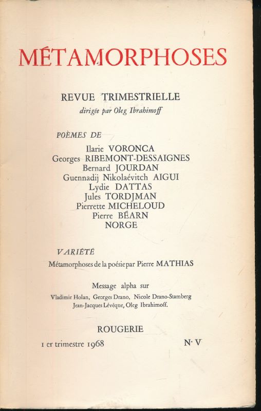METAMORPHOSES. Revue trimestrielle. N°V
