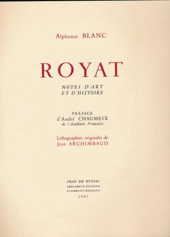 Royat. Notes d'art et d'histoire