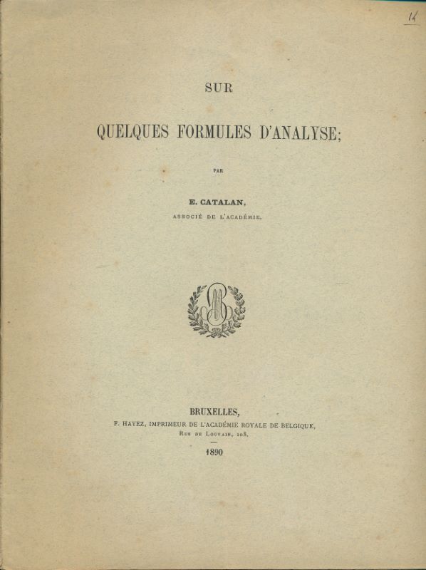 Sur quelques formules d'analyse