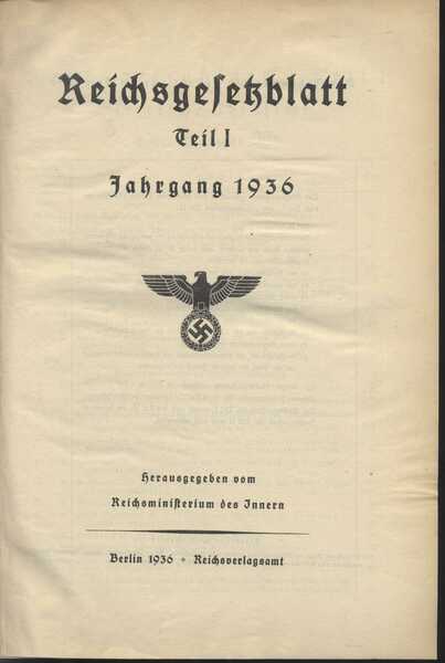 Reichsgesetzblatt Teil I Jahrgang 1936
