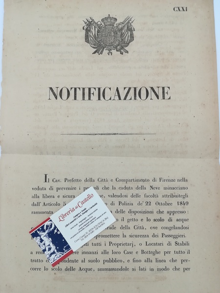 Notificazione di F. Petri, Prefetto della Città e del Compartimento …