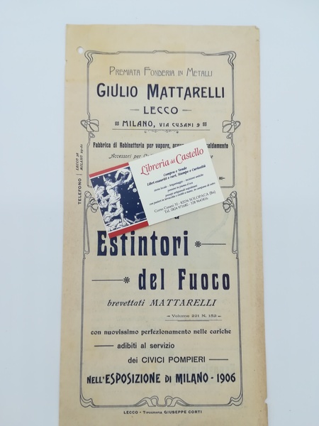 Premiata Fonderia in Metalli Giulio Mattarelli - Lecco. Specialità estintori …