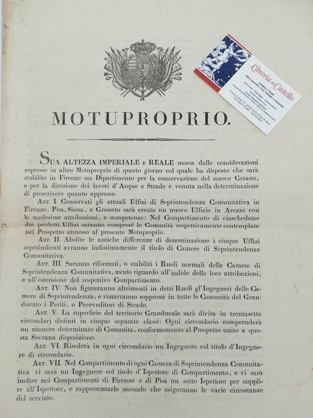 Motuproprio del 1° Novembre 1825 con disposizioni, in XL articoli, …