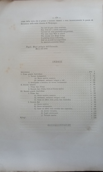 Studi di geologia sull’Appennino meridionale. Napoli, 1896.