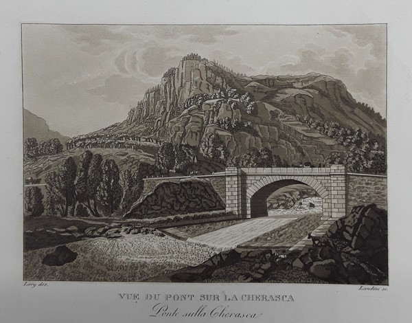 Vue du pont sur La Cherasca. Acquatinta. LORI dis. - …