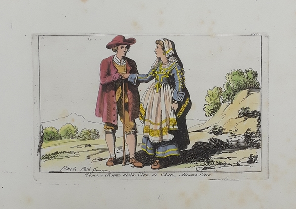 Uomo, e donna della Città di Chieti, Abruzzo Citra. Incisione …