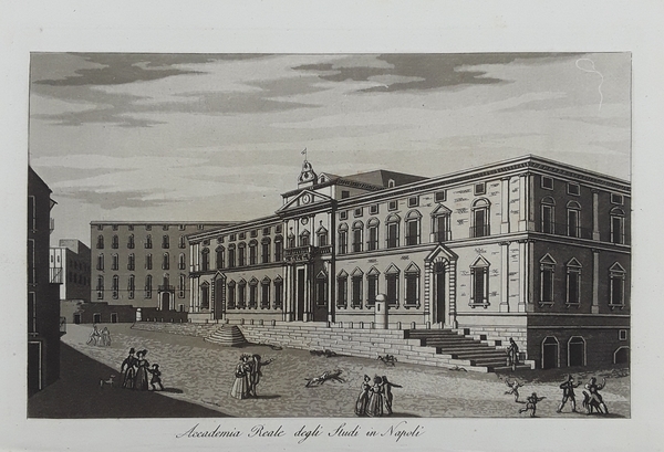 Accademia Reale degli Studi in Napoli. Acquatinta. GANDINI, 1831.