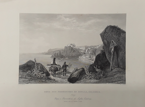 Rock and promontory of Scylla, Calabria. Acciaio. AYLMER-COOKE, 1850 ca.