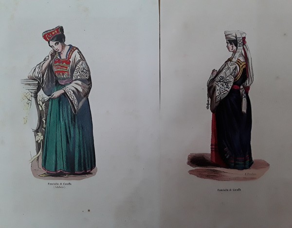 Fanciulla di Caraffa (Calabria). Litografia con fine coloritura coeva. DALLY, …