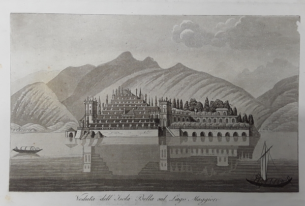 Veduta dell'Isola Bella sul Lago Maggiore. Acquatinta. GANDINI, 1833.
